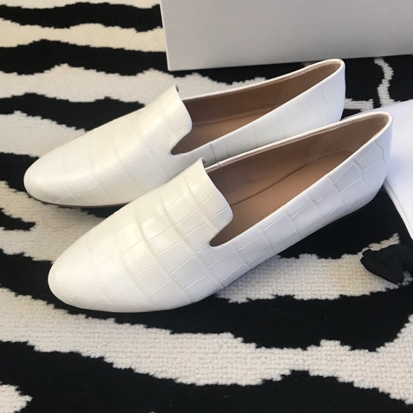 NWT Veronica Beard Griffin White Croc Embossed Slip On Loafer Size 7.5 - Picture 9 of 11
